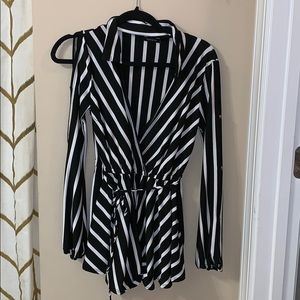 Blacks and white striped romper